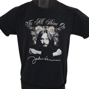Vintage John Lennon T Shirt Mens Size Small Black Y2K We All Shine On The Beatle
